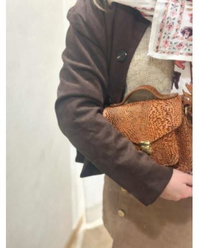 Veste Droite Suédine Marron | Élégance Moderne et Confort