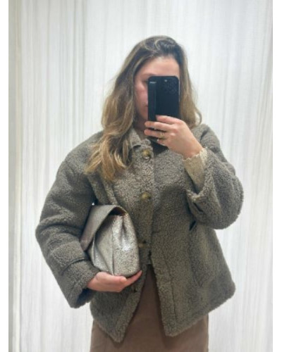 Manteau Bouclette Taupe | Élégance et Confort pour l'Hiver