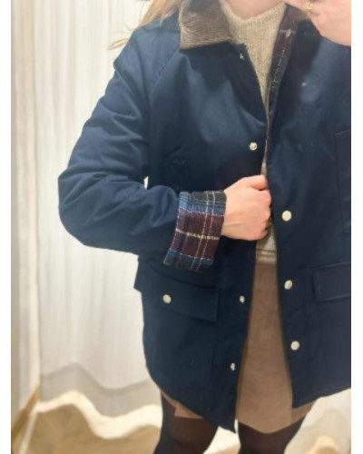 Manteau bleu marine doublure écossaise – Élégance intemporelle et style casual chic
