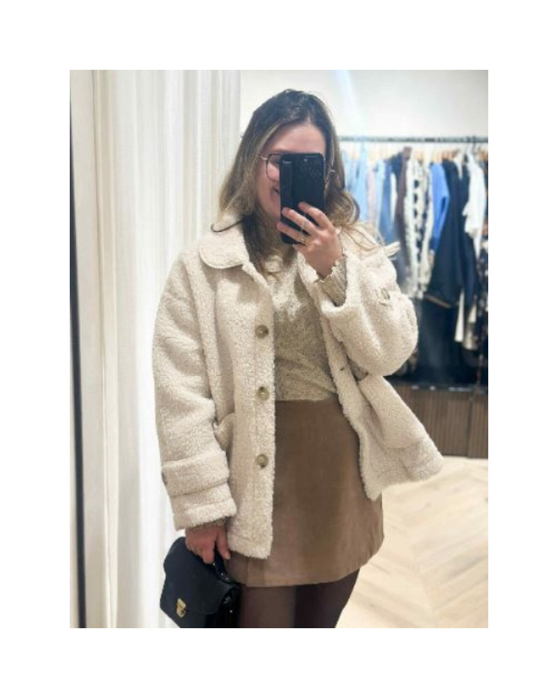 Manteau bouclette ecru