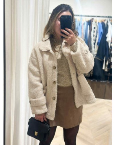 Manteau bouclette ecru