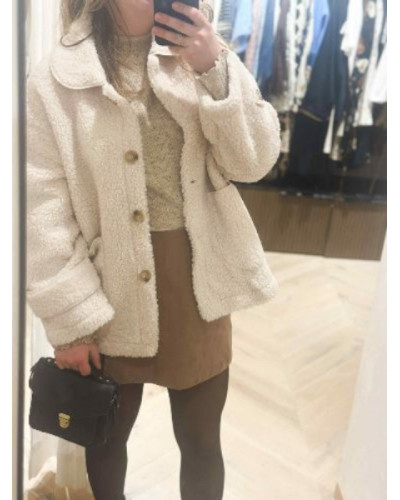 Manteau bouclette ecru