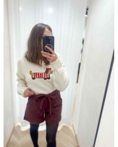 Pull beige teckel – Le charme décontracté et tendance de L’Atelier de Clémence