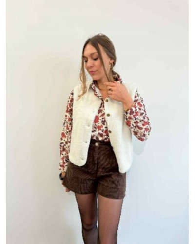 Chemise fluide à imprimé floral terracotta, rouge et bordeaux – Élégance et chaleur des tons d’automne