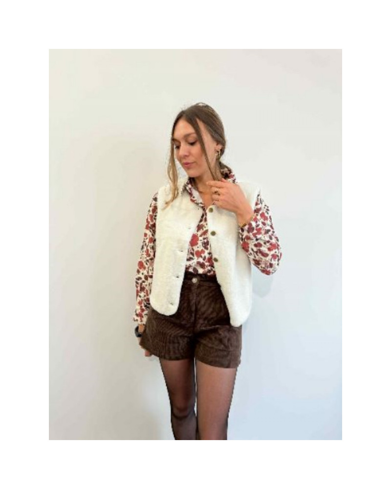 Chemise fluide à imprimé floral terracotta, rouge et bordeaux – Élégance et chaleur des tons d’automne