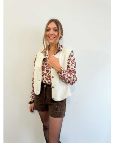 Chemise fluide à imprimé floral terracotta, rouge et bordeaux – Élégance et chaleur des tons d’automne