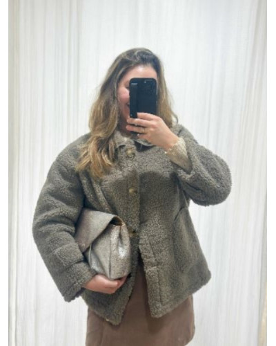 Manteau Bouclette Taupe | Élégance et Confort pour l'Hiver