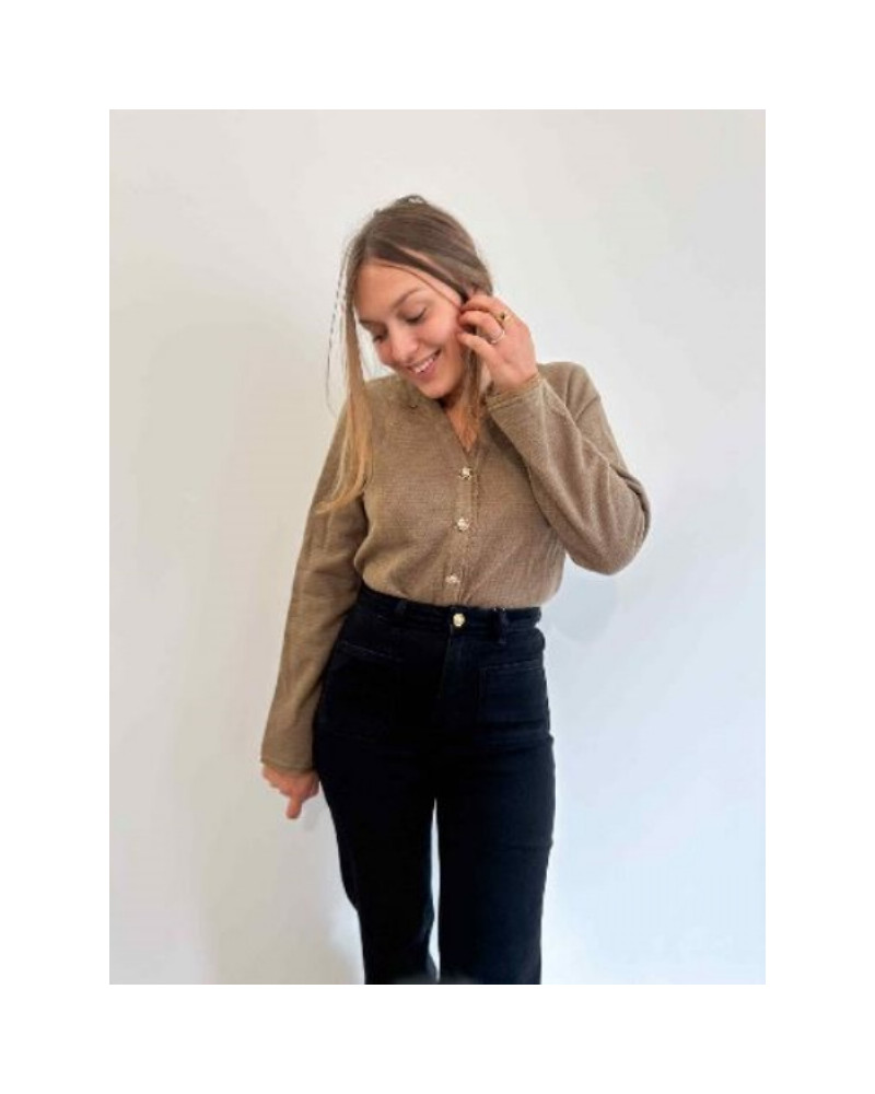 Gilet avec dentelle kaki Gilet avec dentelle kaki