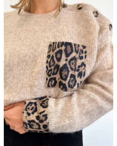 Pull beige leopard