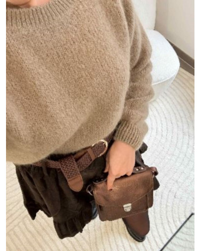 Jupe-short évasée marron en velours côtelé – Confort et style rétro