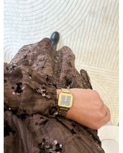 Robe marron à sequins – Glamour et élégance pour les fêtes