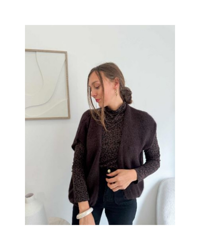 Sous-pull fin léopard noir et marron – Léger et livraison rapide