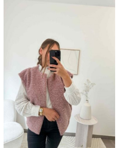 Gilet sans manche rose poudre