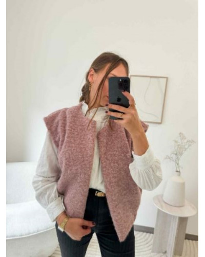 Gilet sans manche rose poudre