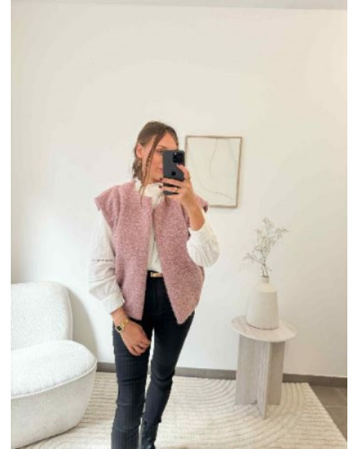 Gilet sans manche rose poudre