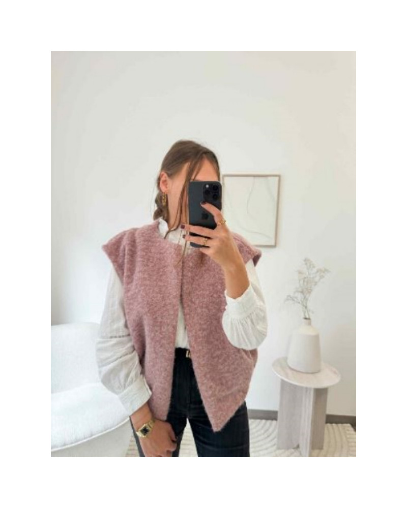 Gilet sans manche rose poudre