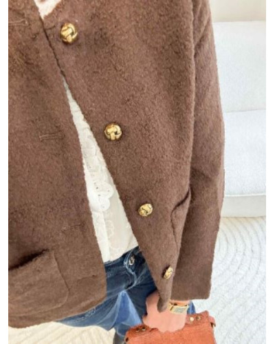 Veste bouclette marron – Douceur, chaleur et style tendance