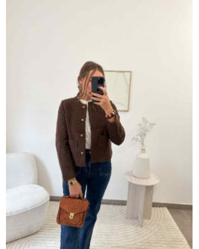 Veste bouclette marron – Douceur, chaleur et style tendance