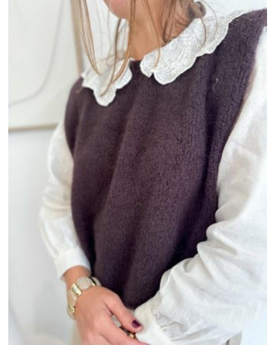 Pull sans manche marron