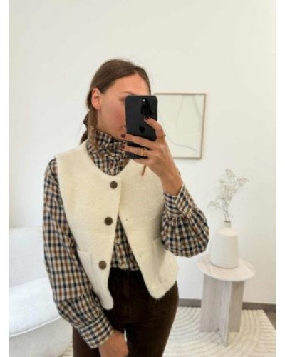 Chemise à carreaux col montant