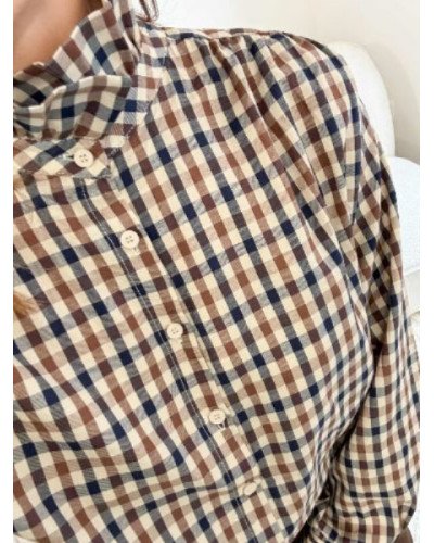 Chemise à carreaux col montant