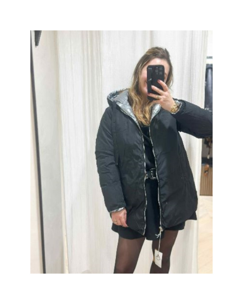 Doudoune noir argenté reversible