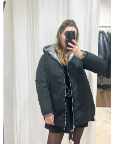 Doudoune noir argenté reversible