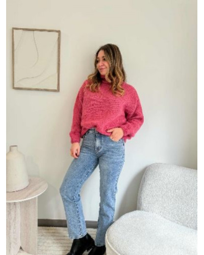 Jean droit délavé taille haute | Confort & style