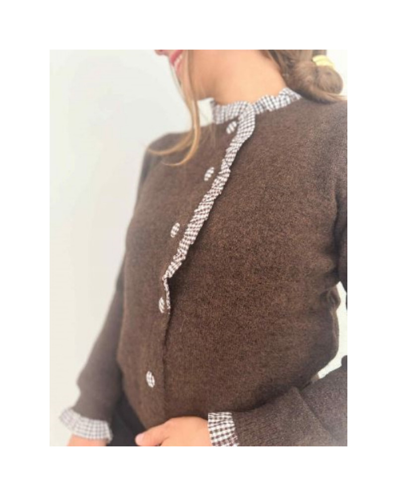 Pull maille chocolat vichy