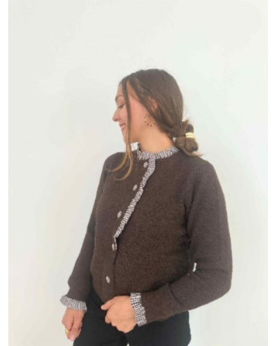 Pull maille chocolat vichy