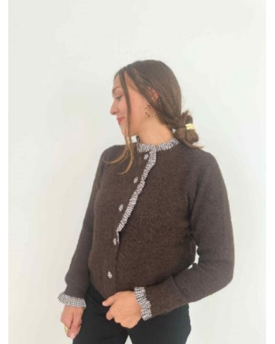Pull maille chocolat vichy