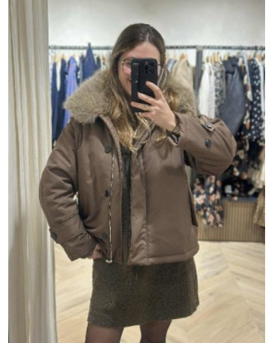 Manteau choco col fourrure