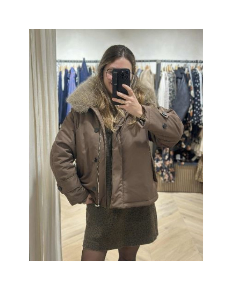 Manteau choco col fourrure