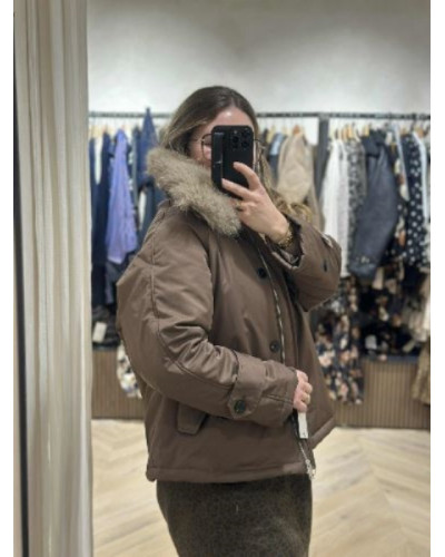 Manteau choco col fourrure