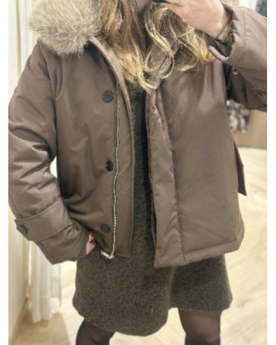 Manteau choco col fourrure
