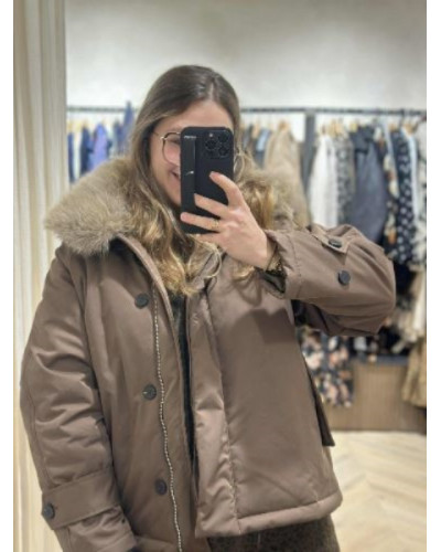 Manteau choco col fourrure