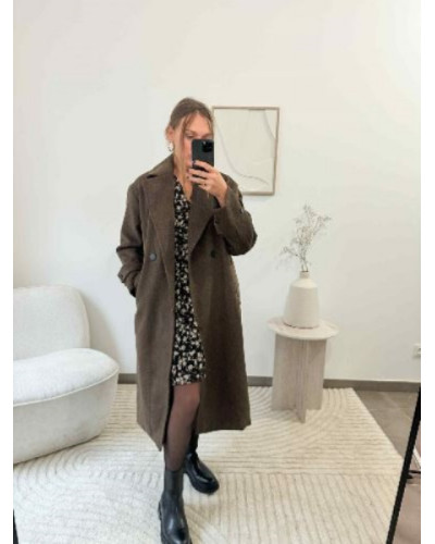 Manteau lainage long marron
