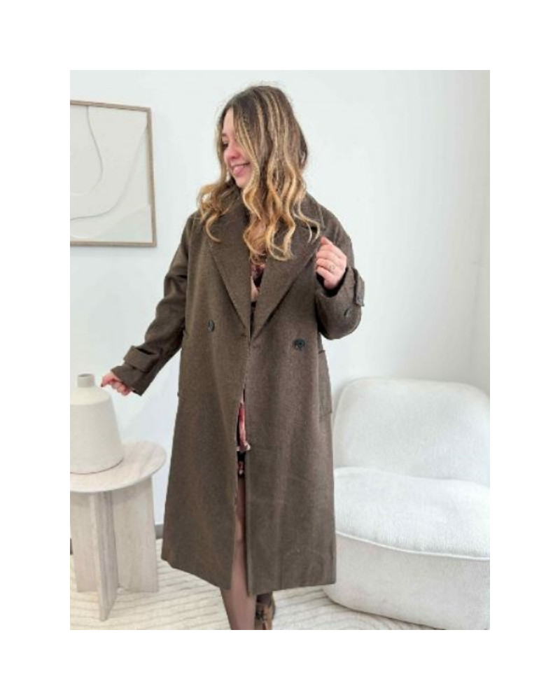 Manteau lainage long marron