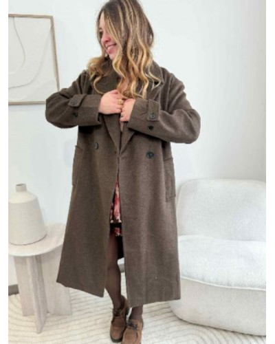 Manteau lainage long marron