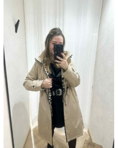 Imperméable beige leopard rembourre