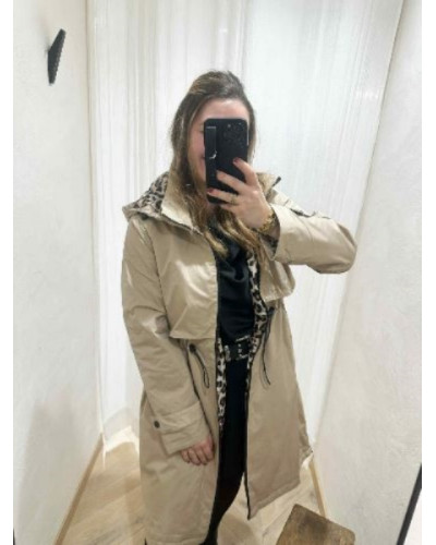 Imperméable beige leopard rembourre