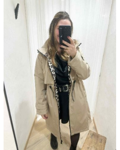 Imperméable beige leopard rembourre
