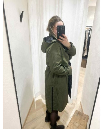 Imperméable long rembourre kaki