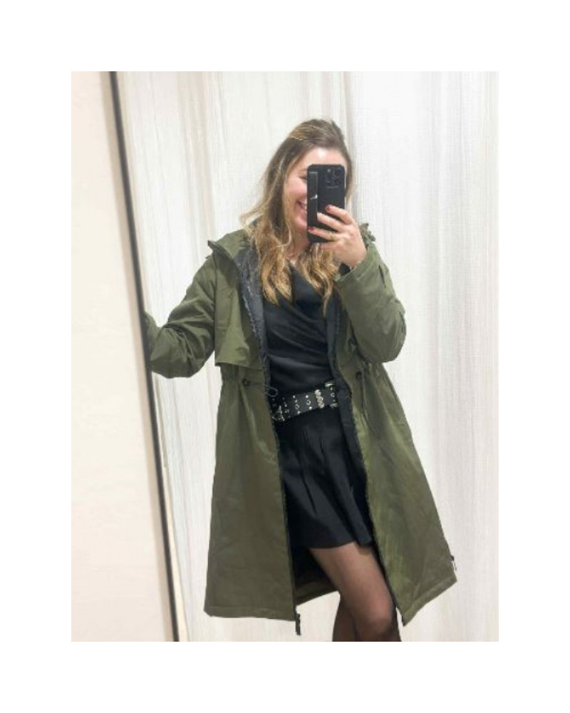 Imperméable long rembourre kaki