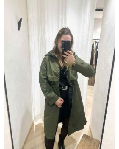 Imperméable long rembourre kaki