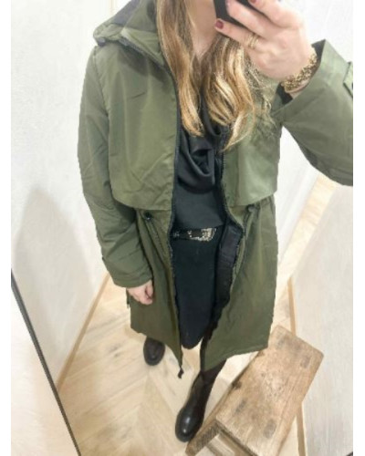 Imperméable long rembourre kaki