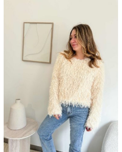 Pull à franges beige