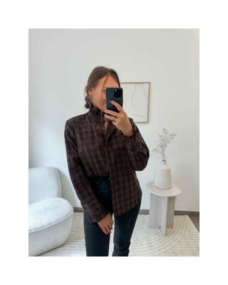 Chemise à carreaux marron - Livie