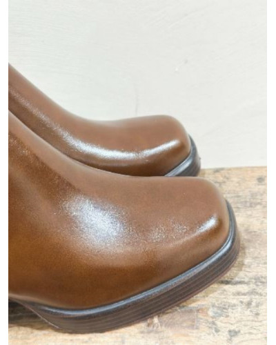 Bottines vernies - Cognac