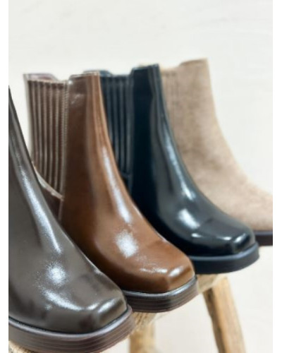 Bottines vernies - Cognac